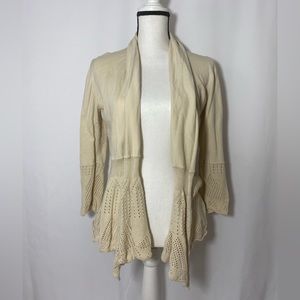 Tracy M Cream Open-Front Cardigan Flattering